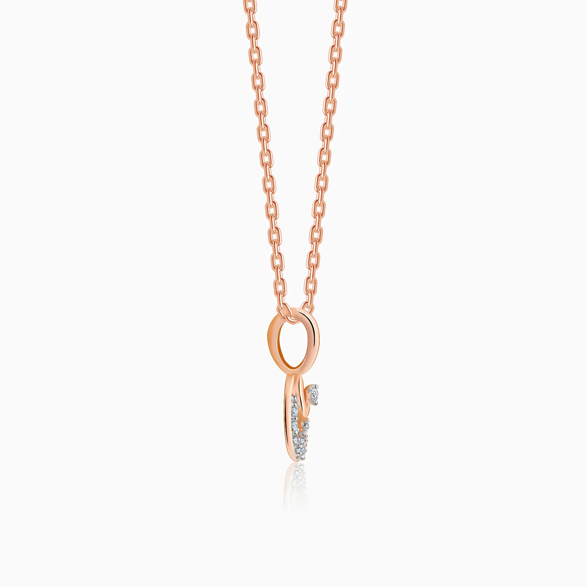 Rose Gold Curled Diamond Pendant - Image 5