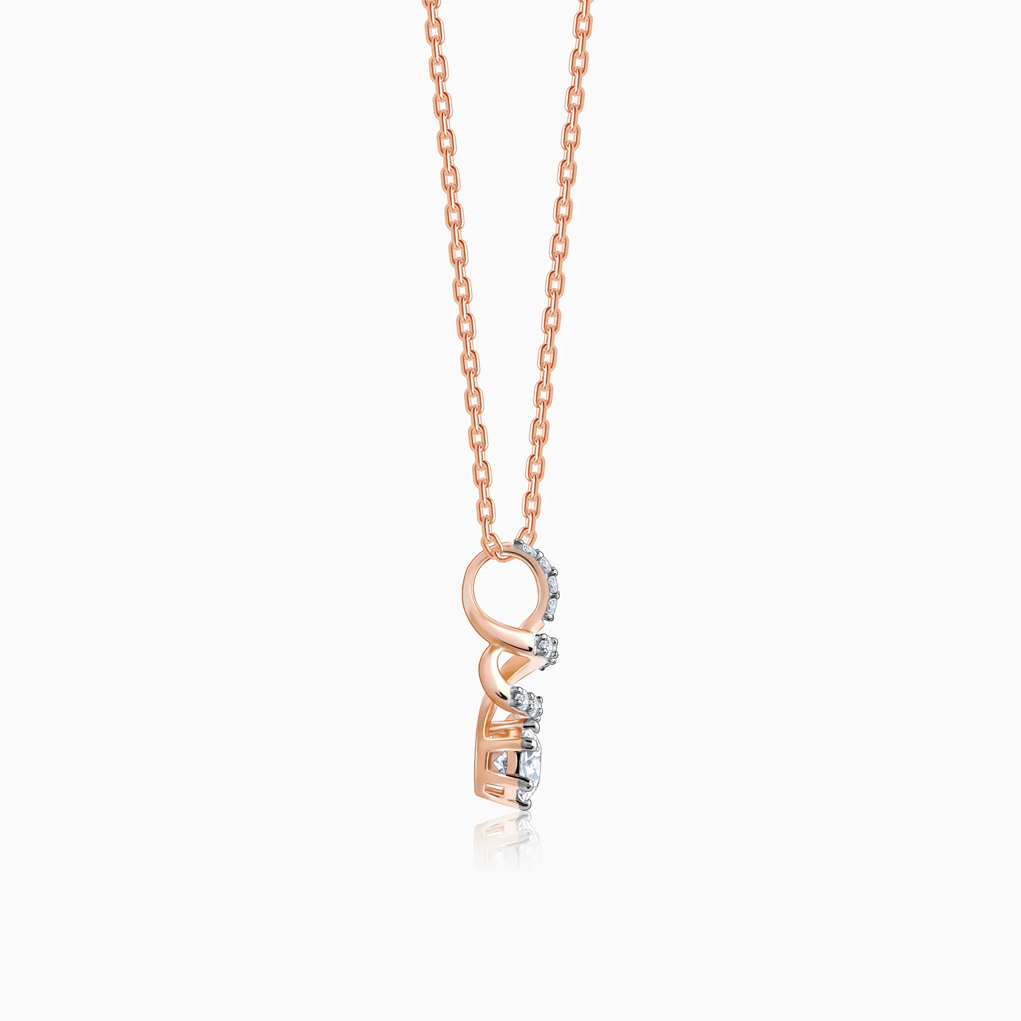 Rose Gold Curlicue Diamond Pendant - Image 5