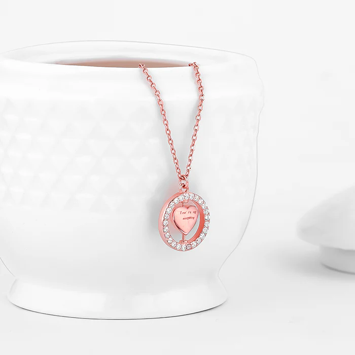 Rose Gold Custom Endless Love Pendant With  Link Chain - Image 4