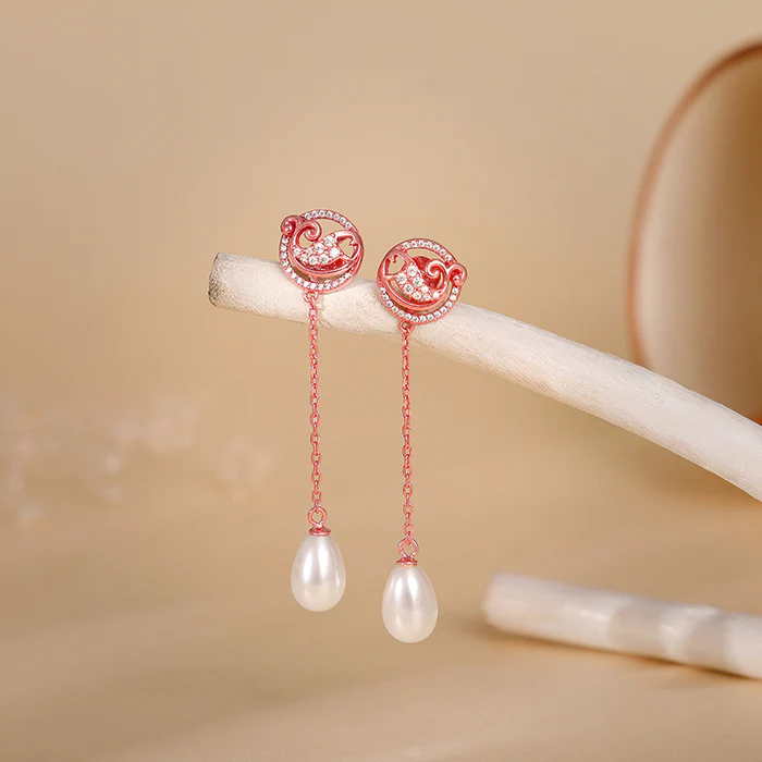 Rose Gold Cute Fish Drop Earrings - Image 2