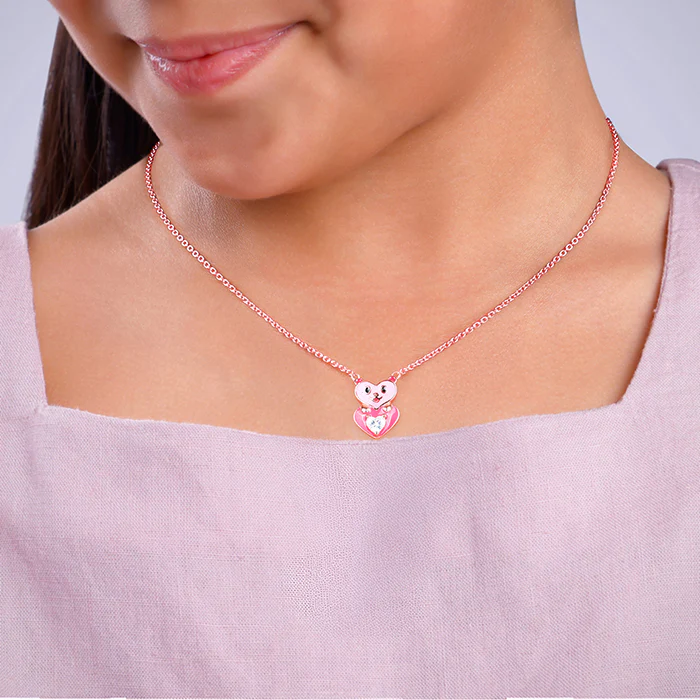 Rose Gold Cutie Heart Boo Kids Necklace - Image 3