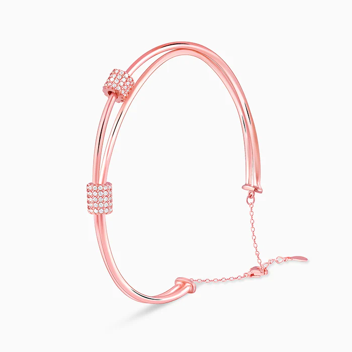 Rose Gold Cylinder Bracelet - Image 4