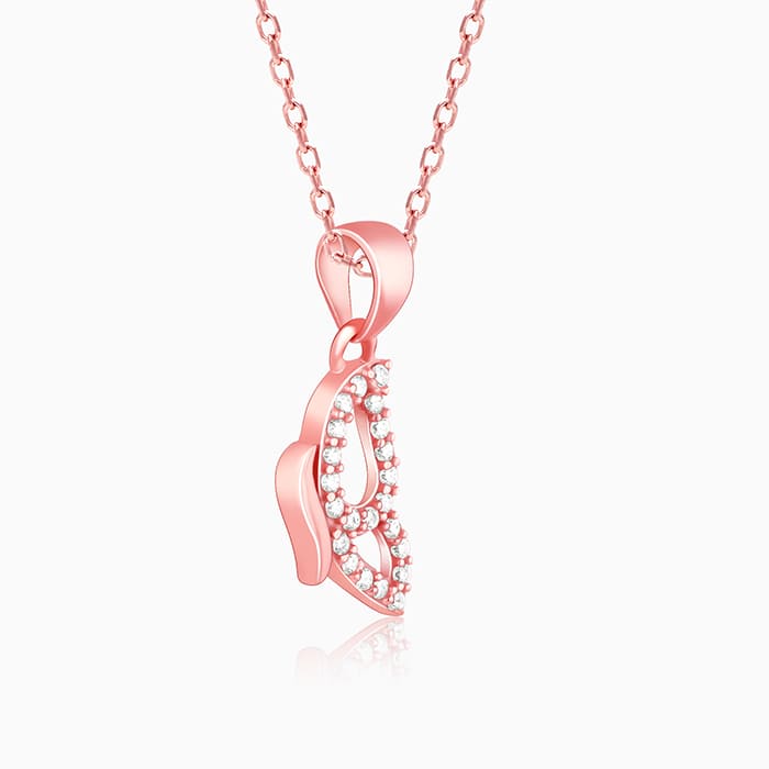 Rose Gold Dazzling Butterfly Pendant With Link Chain - Image 4