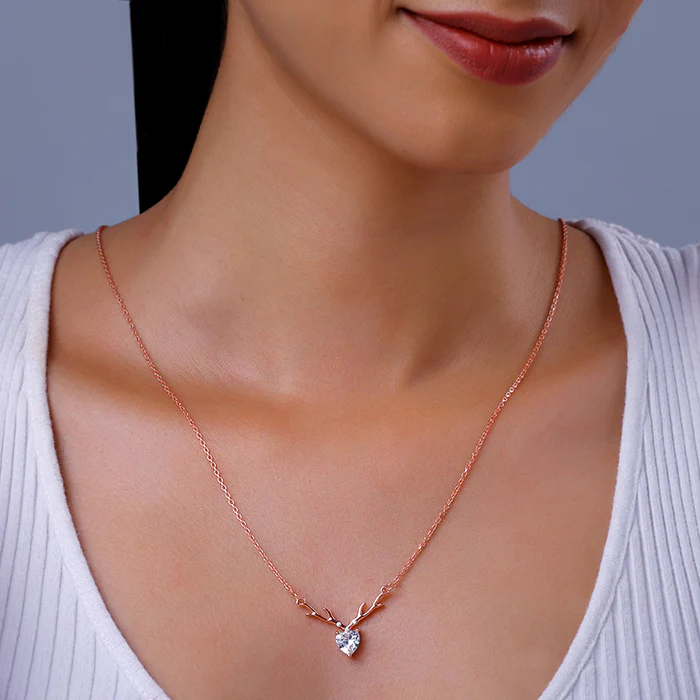 Rose Gold Deer Heart Necklace - Image 3