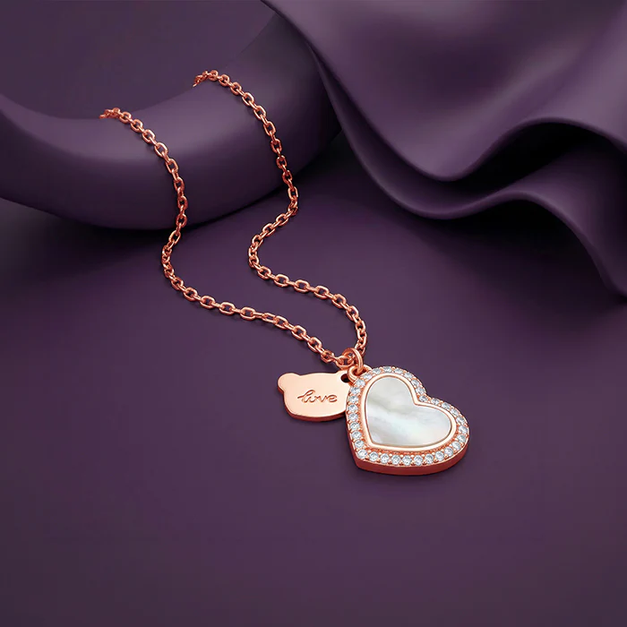 Rose Gold Dil Pendant With Link Chain - Image 2