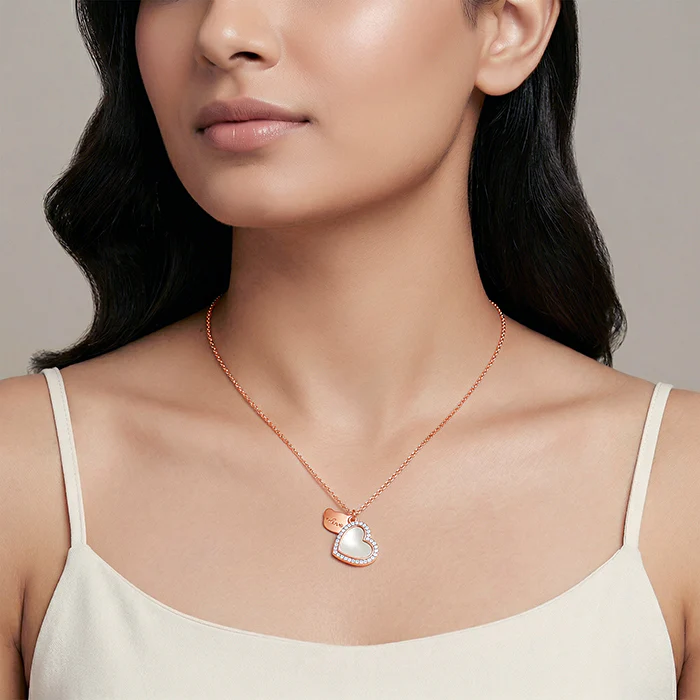 Rose Gold Dil Pendant With Link Chain - Image 3