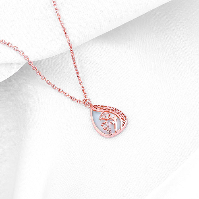 Rose Gold Divine Bloom Pendant With Link Chain - Image 2