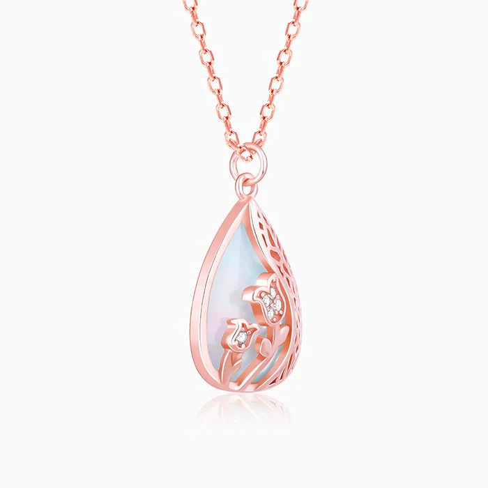 Rose Gold Divine Bloom Pendant With Link Chain - Image 4