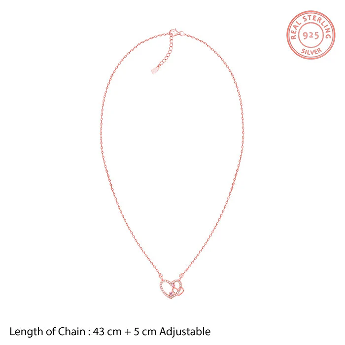 Rose Gold Double the Love Pendant with Link Chain - Image 6