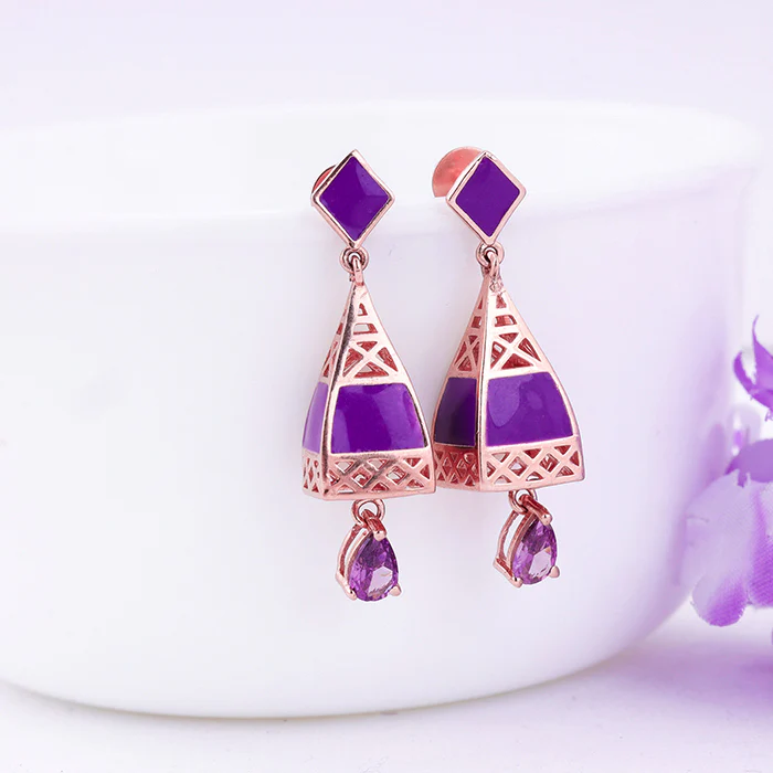 Rose Gold Dream Tower Teardrop Earrings - Image 2