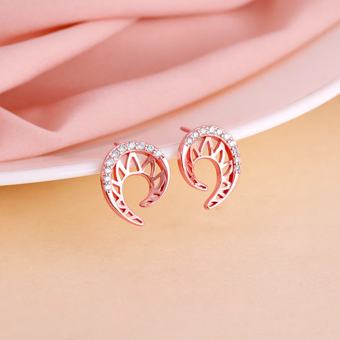 Rose Gold Dreamy Curve Earrings - Image 2