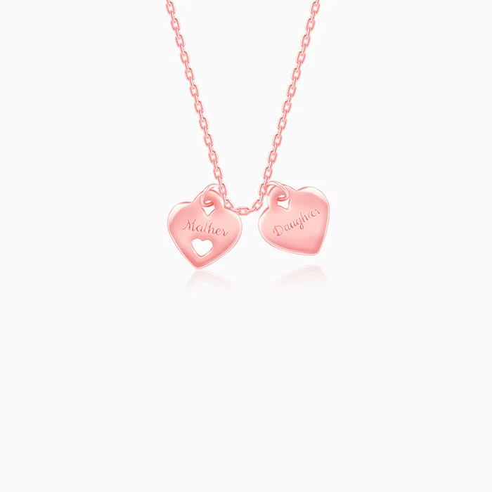 Rose Gold Dual Heart Name Personalised Necklace - Image 2