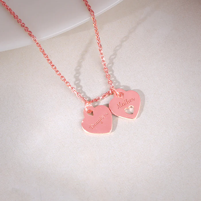 Rose Gold Dual Heart Name Personalised Necklace - Image 3