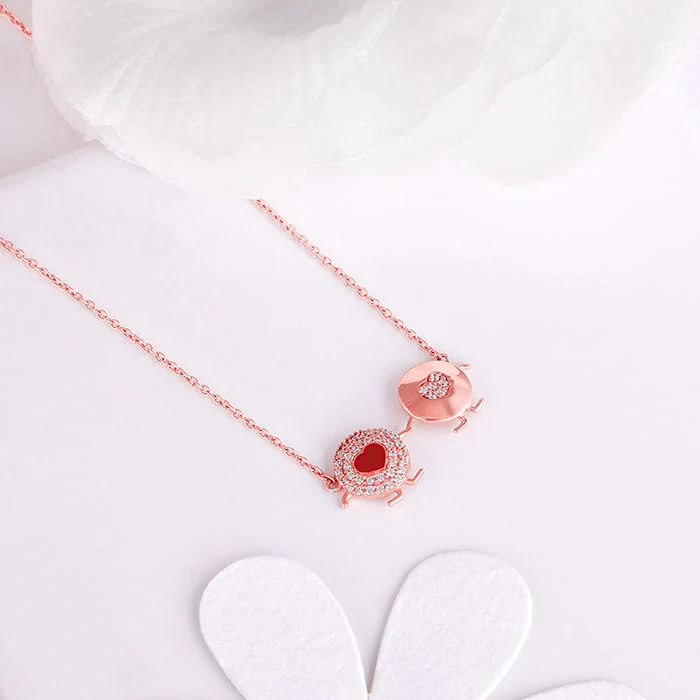 Rose Gold Duo Heart Necklace - Image 2