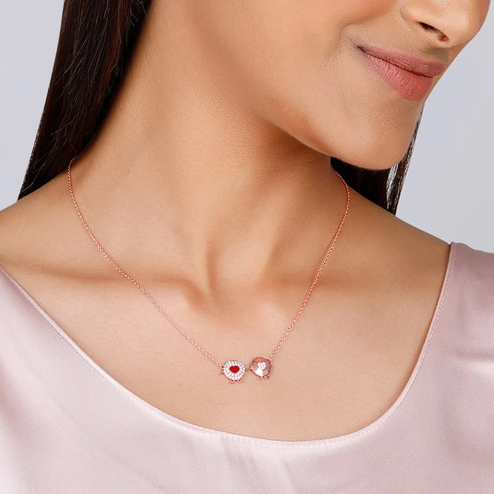 Rose Gold Duo Heart Necklace - Image 3