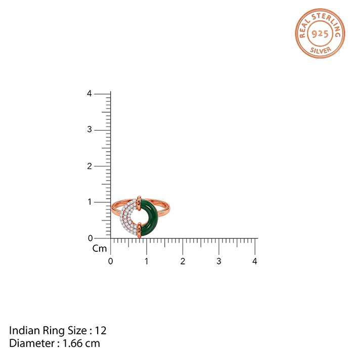 Rose Gold Eclipse Green Enamel Ring (Size 12) - Image 4