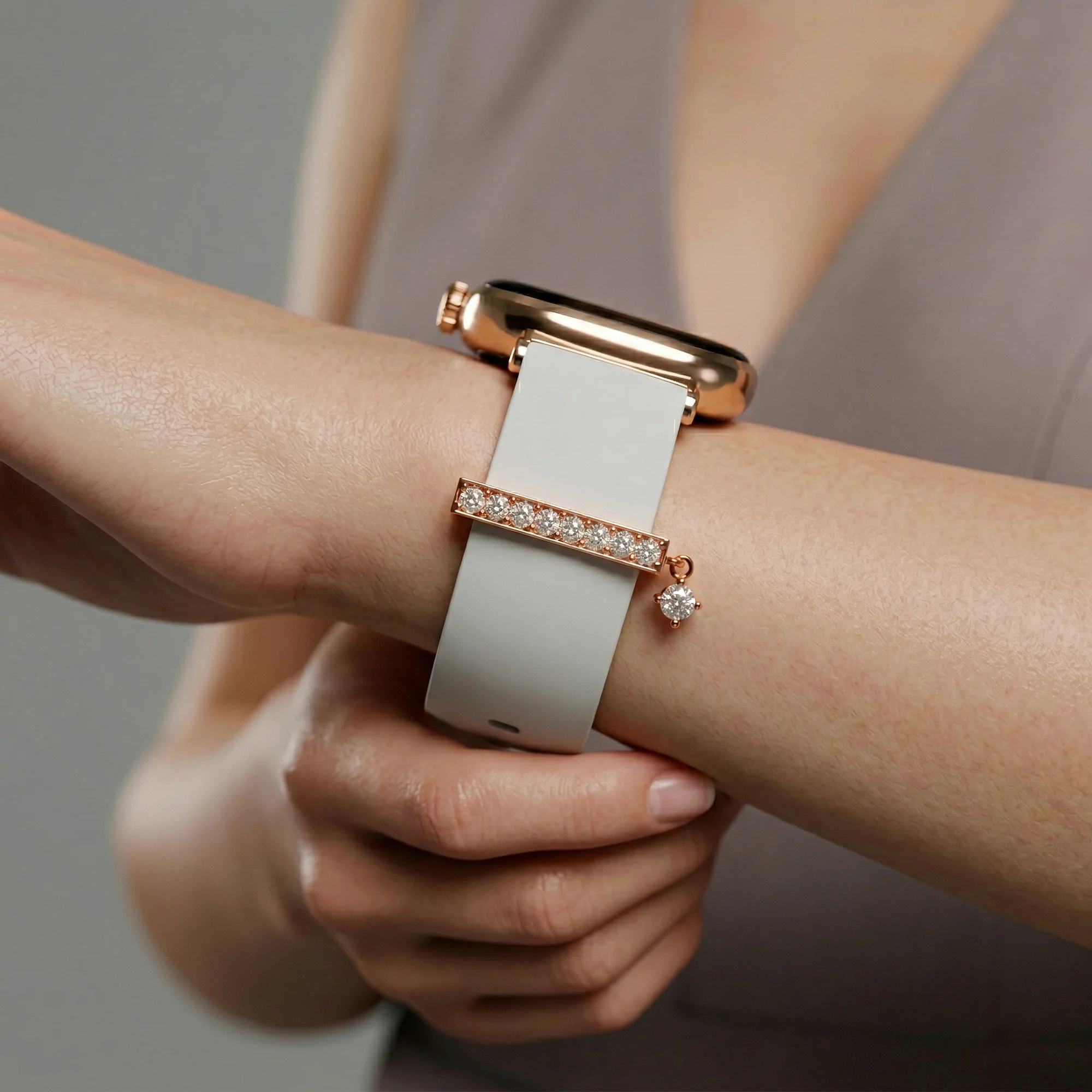 GIVA X boAt Chrome Ivory Watch with Rose Gold Elowen Charm - Image 3