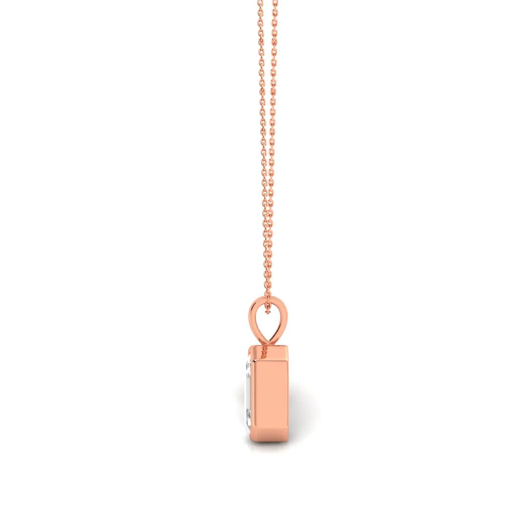 Rose Gold Emerald-Cut Solitaire Diamond Pendant - Image 4