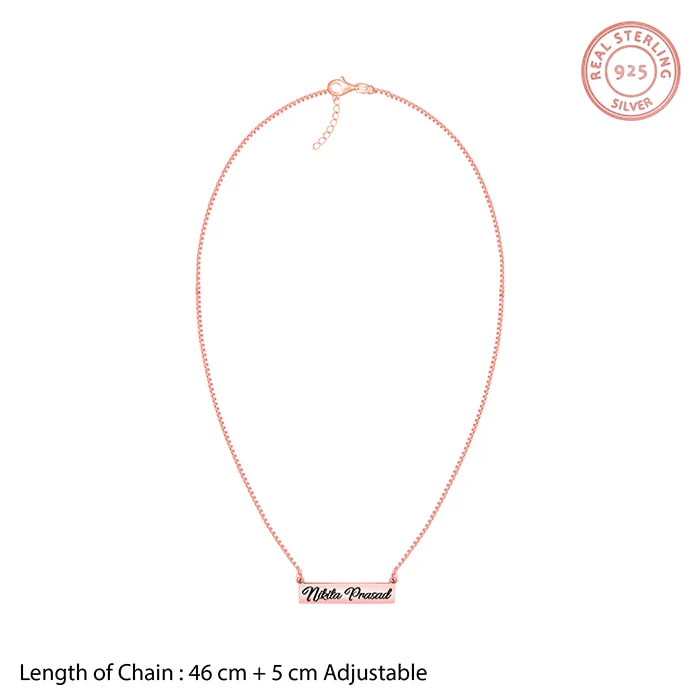 Rose Gold Engraved Pendant with Box Chain - Image 4