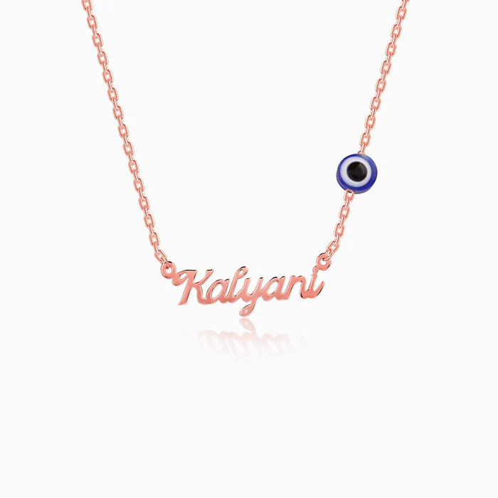 Rose Gold Evil Eye Personalised Name Necklace