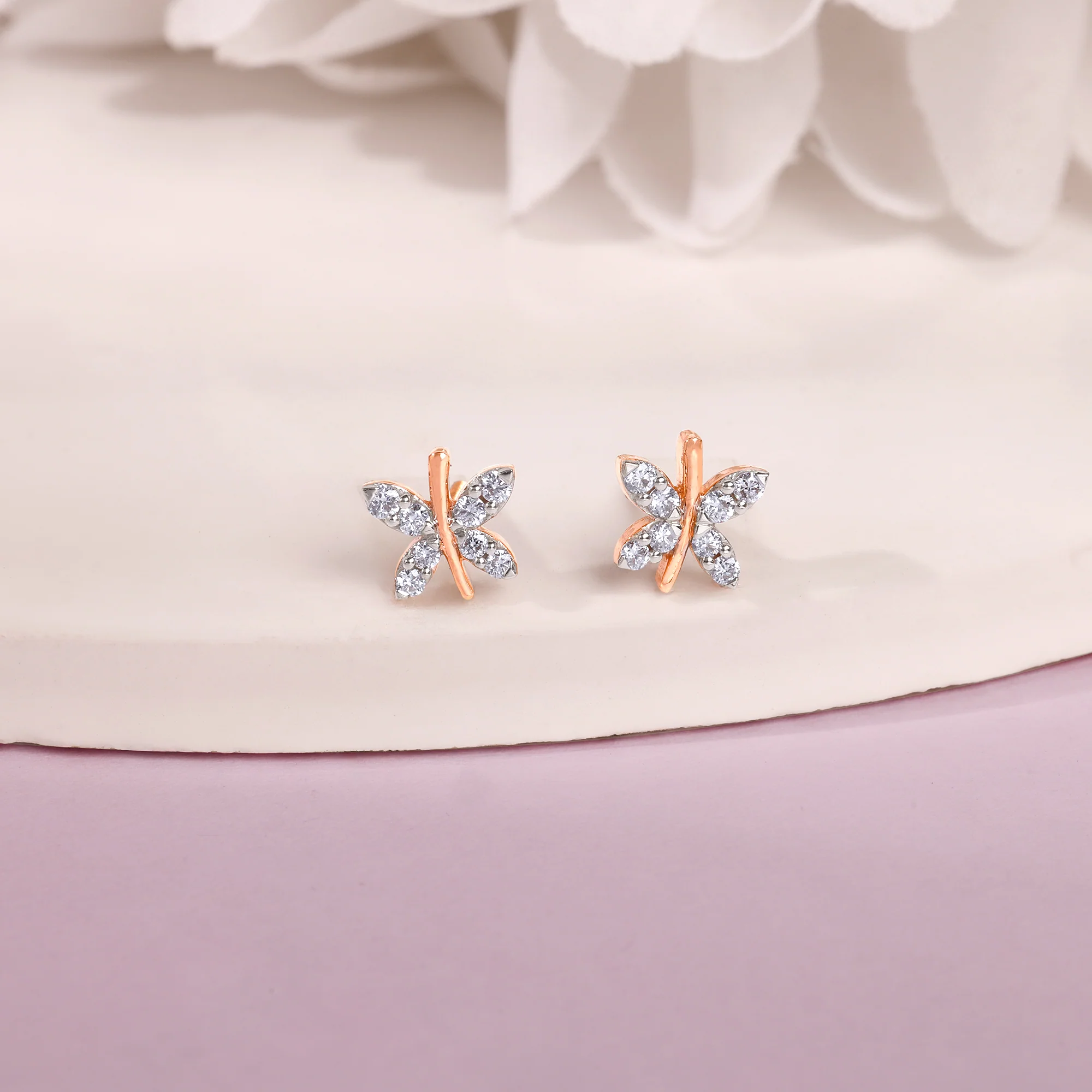 Rose Gold Evolve Lab Grown Diamond Stud Earrings - Image 2