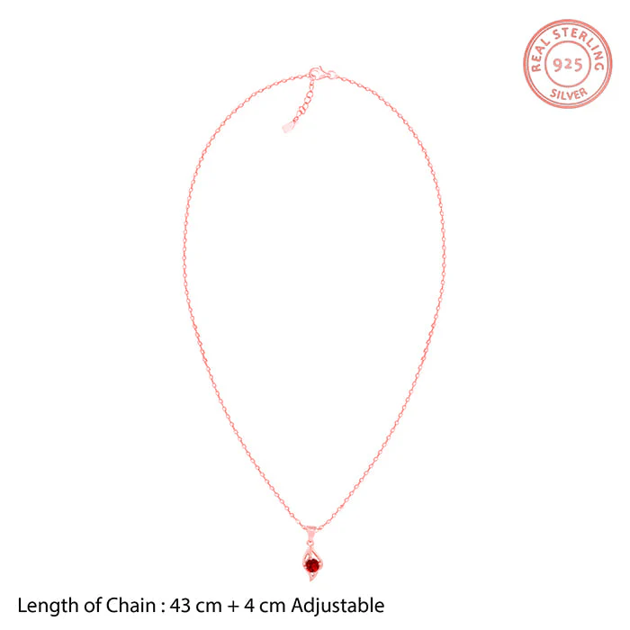 Rose Gold Falling Dew in Red Pendant With Link Chain - Image 5