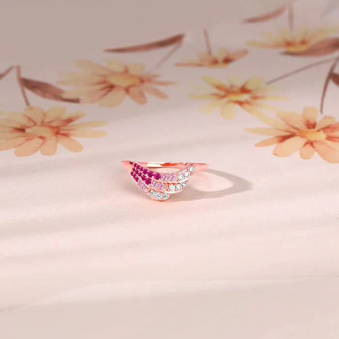 Rose Gold Feathered Love Ring - Image 2