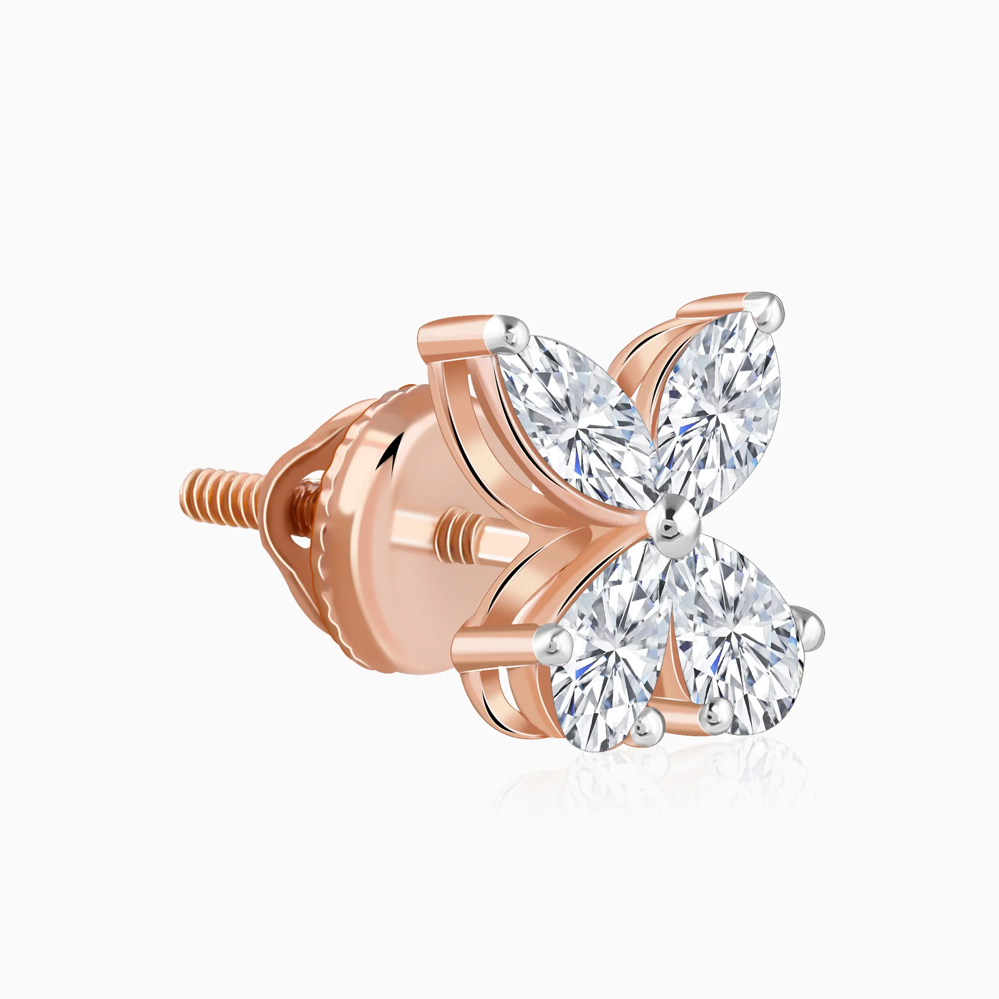 Rose Gold Filigree Butterfly Lab Grown Diamond Earrings - Image 4