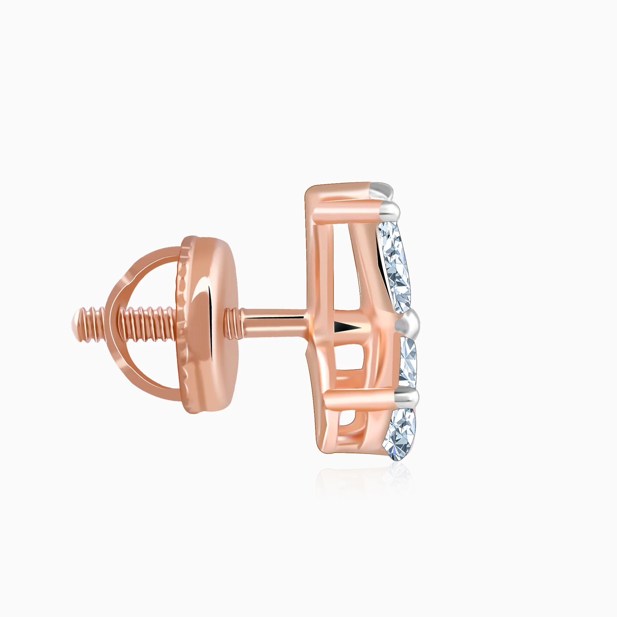 Rose Gold Filigree Butterfly Lab Grown Diamond Earrings - Image 5