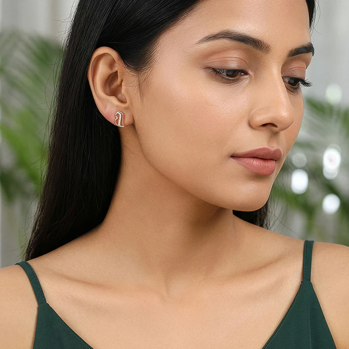 Rose Gold Floating Heart Stud Earrings - Image 3
