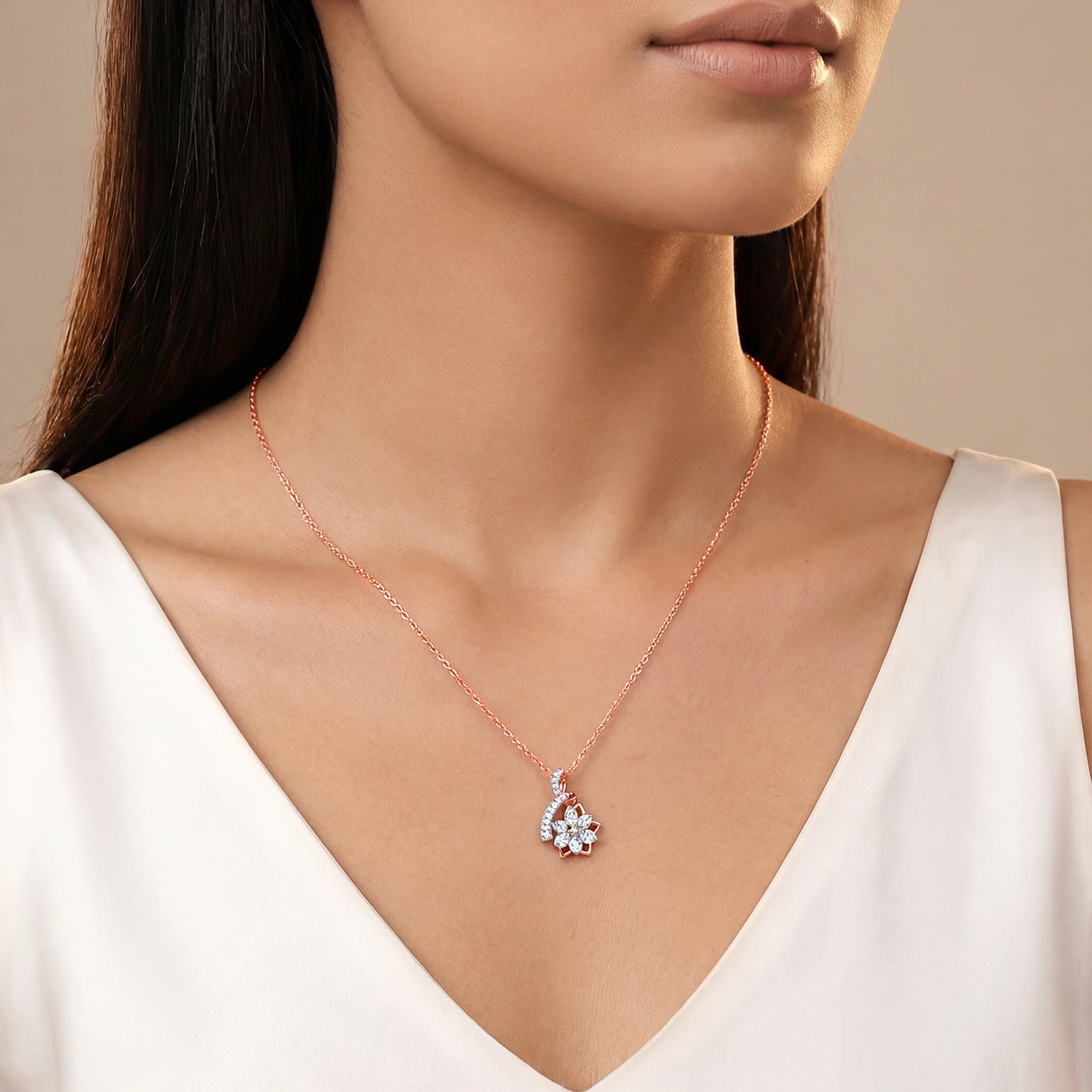 Rose Gold Flora Knot Lab Grown Diamond Pendant - Image 3