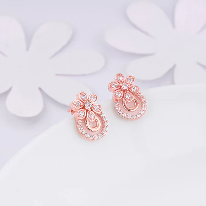 Rose Gold Floral Arch Earrings - Image 2