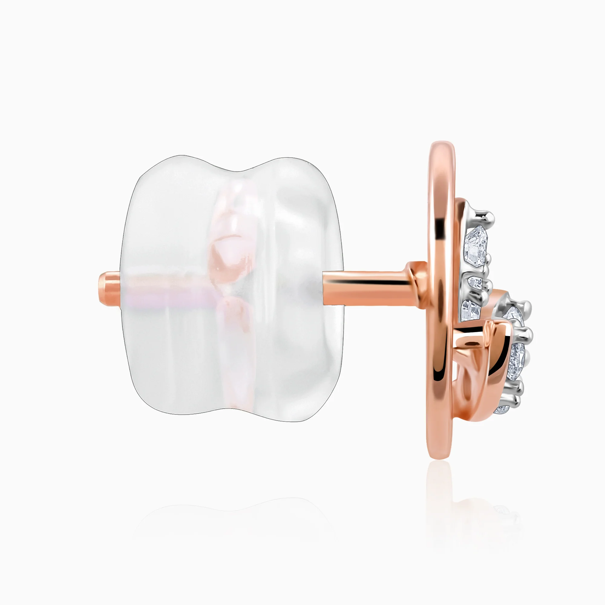 Rose Gold Floral Circle Diamond Earrings - Image 5
