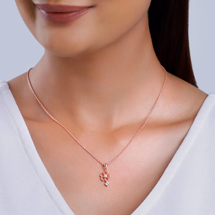 Rose Gold Floral Desire Pendant With Link Chain - Image 3