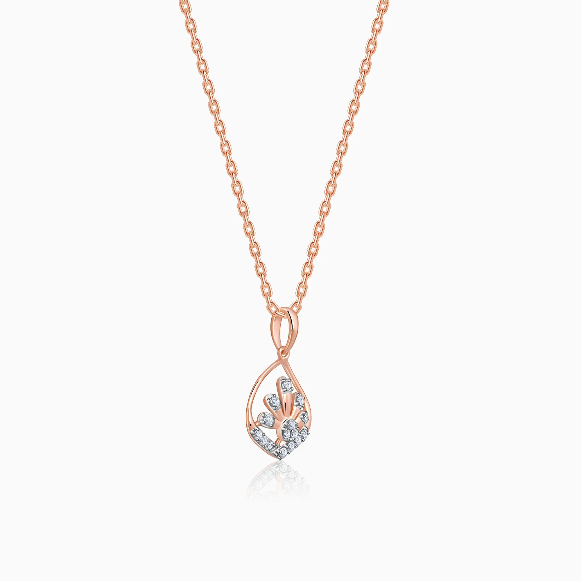 Rose Gold Floral Droplet Lab Grown Diamond Pendant - Image 4