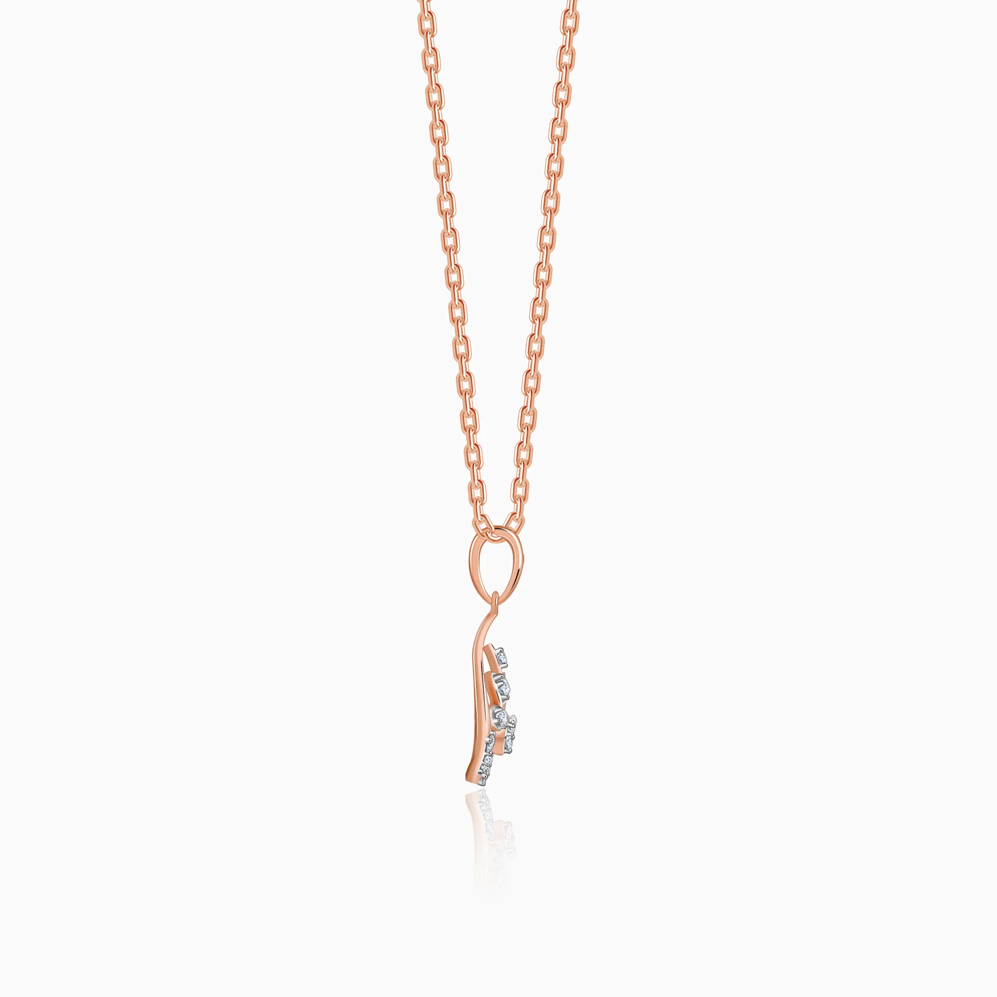 Rose Gold Floral Droplet Lab Grown Diamond Pendant - Image 5