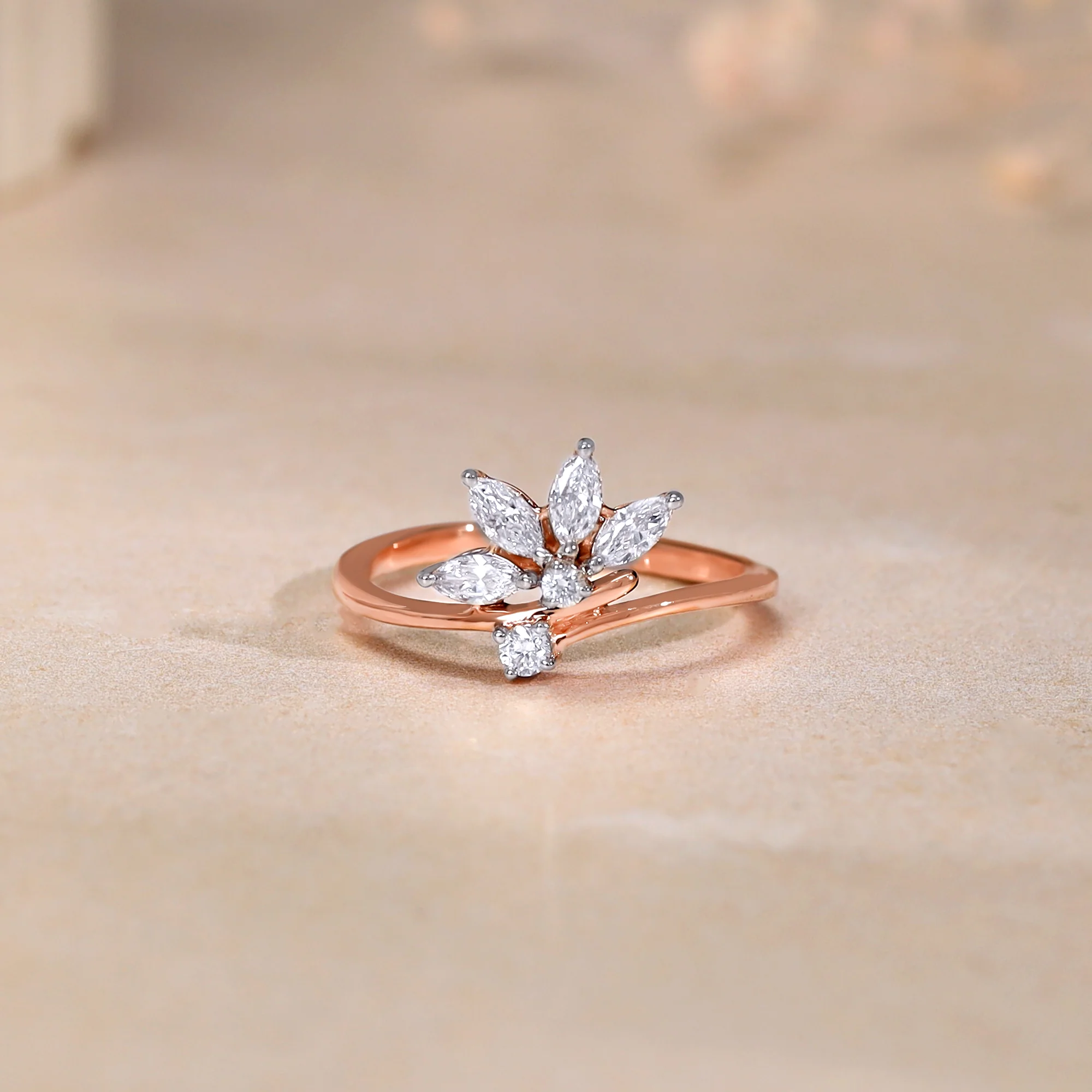 Rose Gold Floral Glam Lab Grown Diamond Ring - Image 2