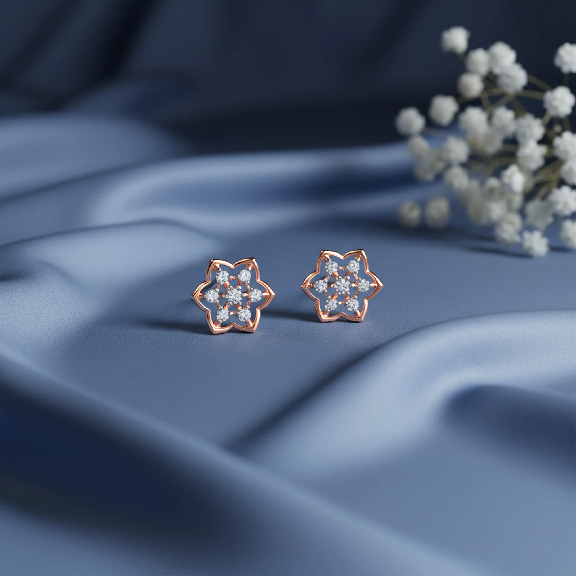 Rose Gold Floral Joy Lab Grown Diamond Studs - Image 2