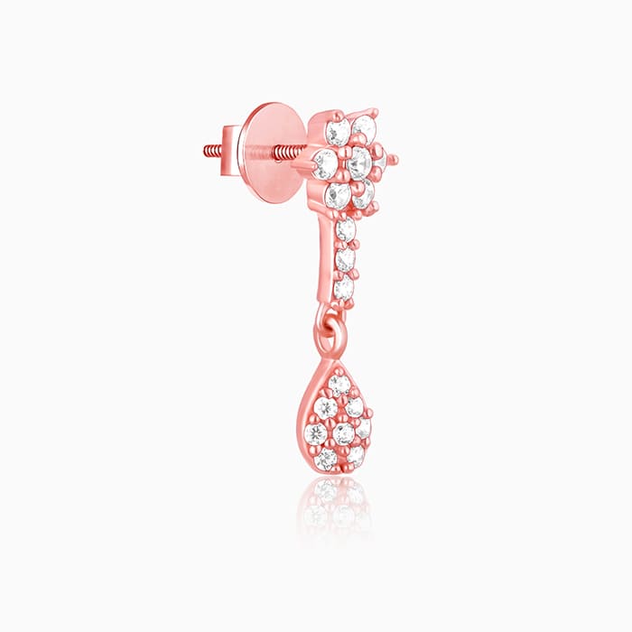 Rose Gold Floral Shine Earrings - Image 4