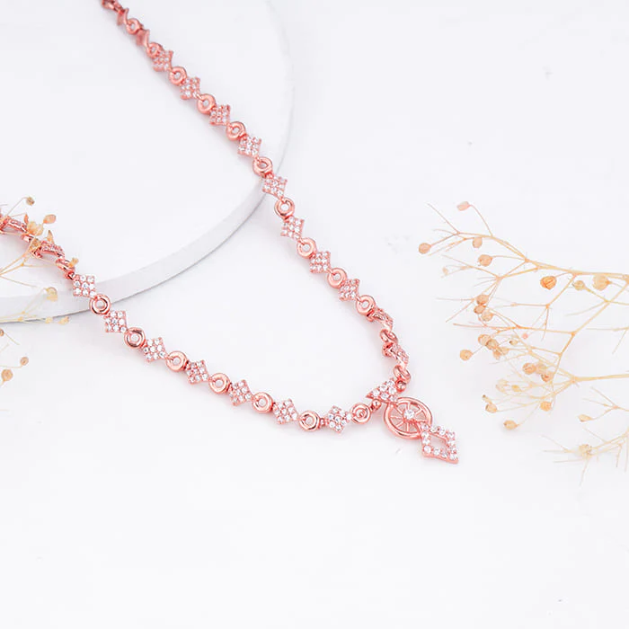 Rose Gold Floral Wheel Necklace - Image 2