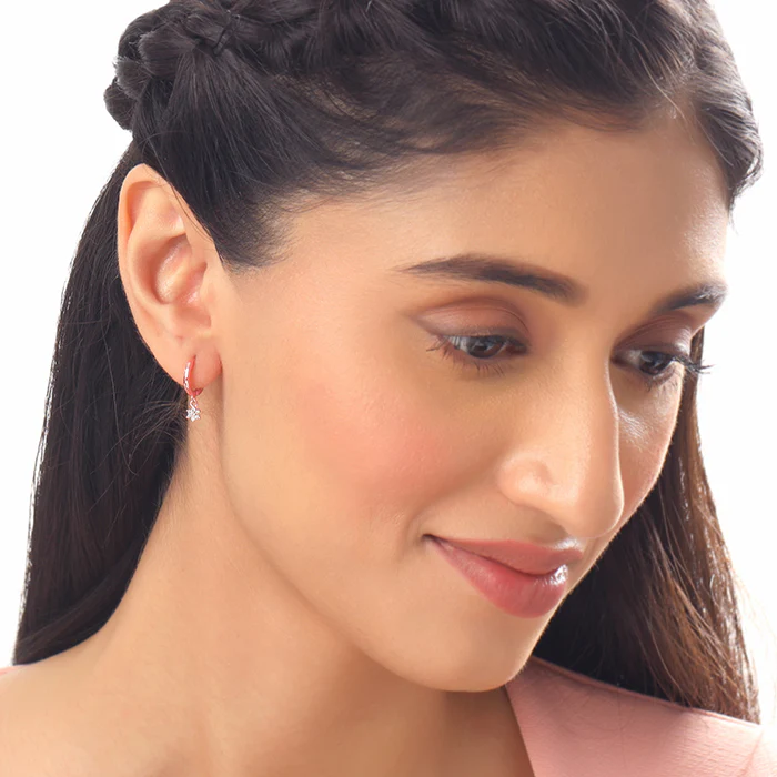 Rose Gold Flori Hoop Ear Piercings - Image 3