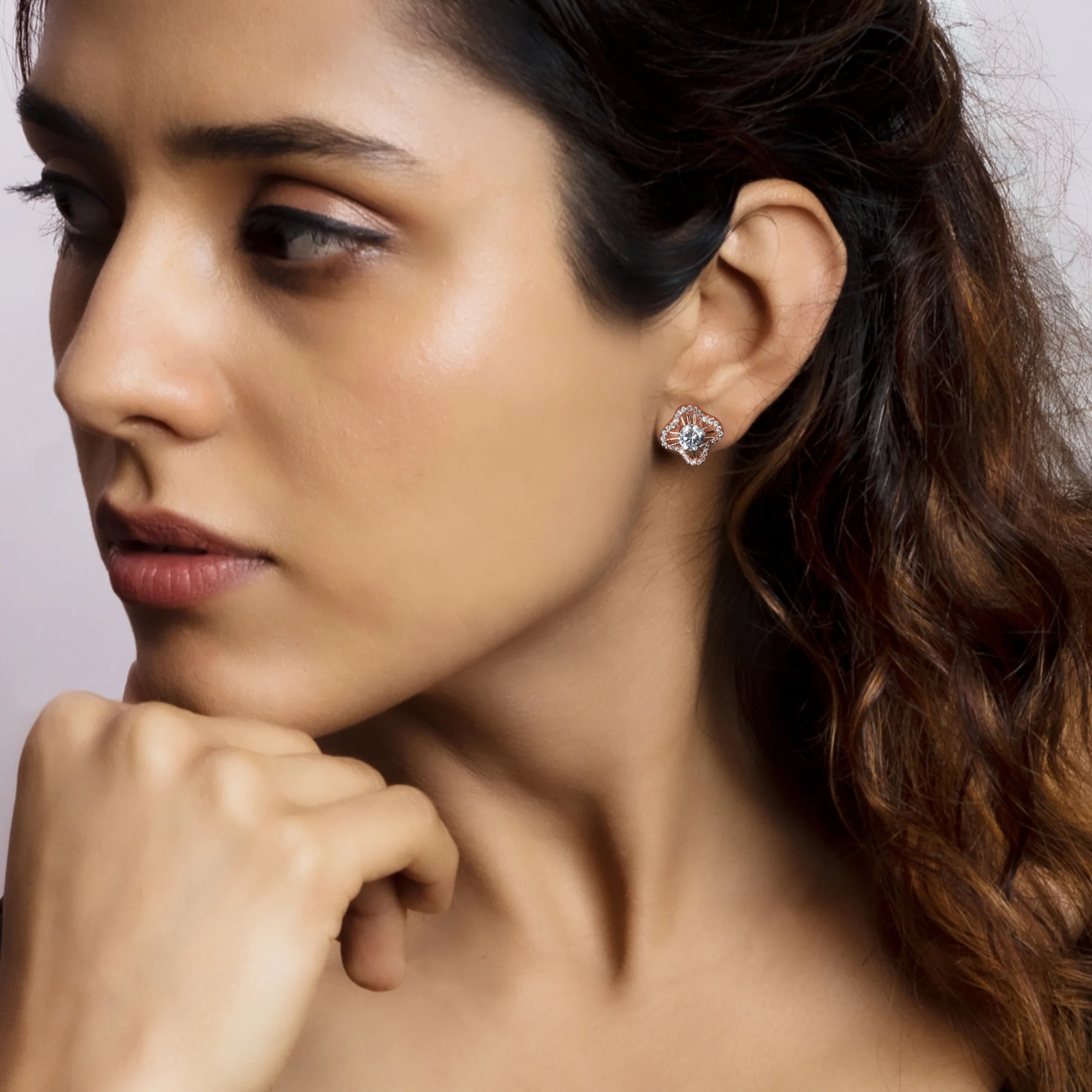 Rose Gold Flower Blossom Earrings - Image 2