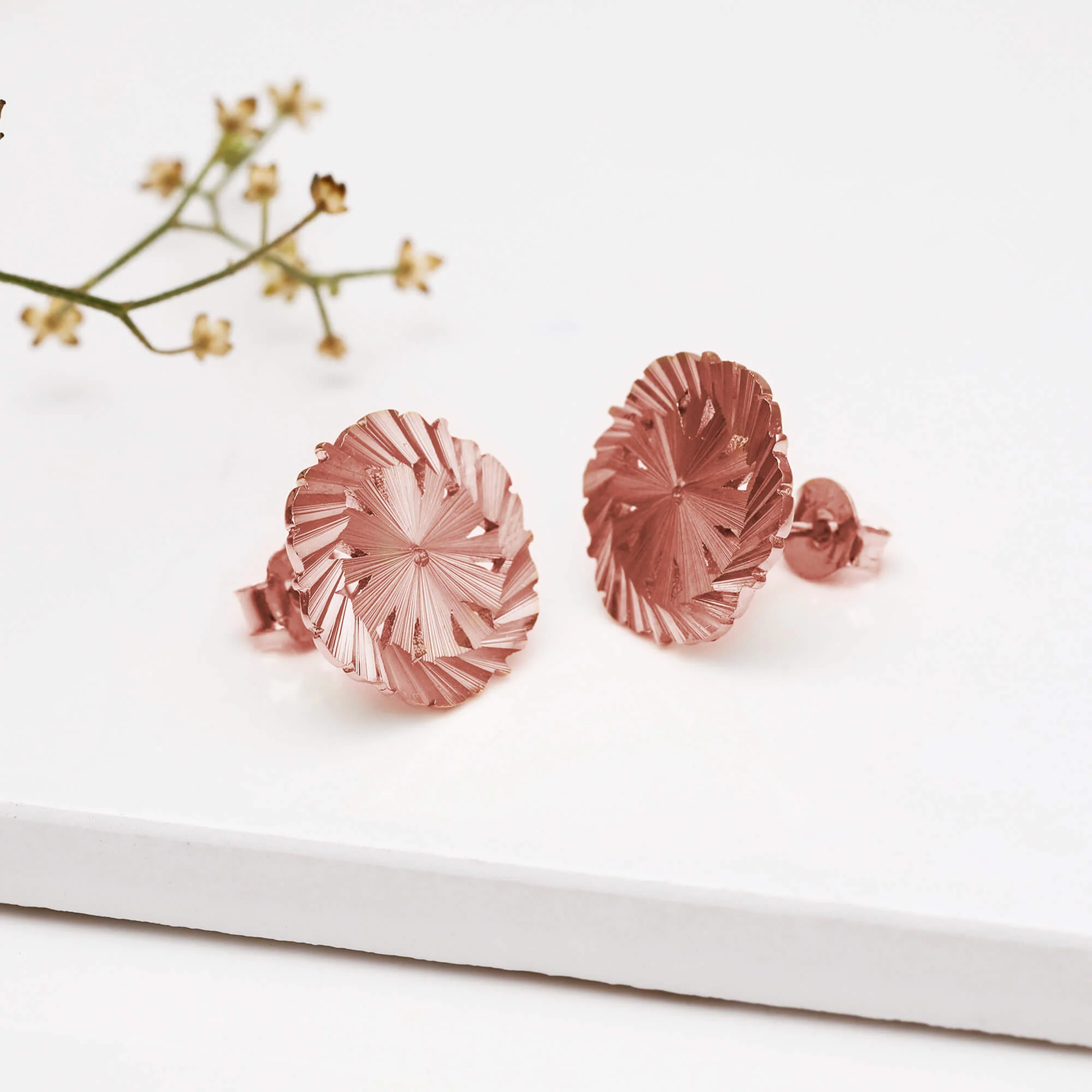 Rose Gold Flower Bouquet Earrings - Image 2