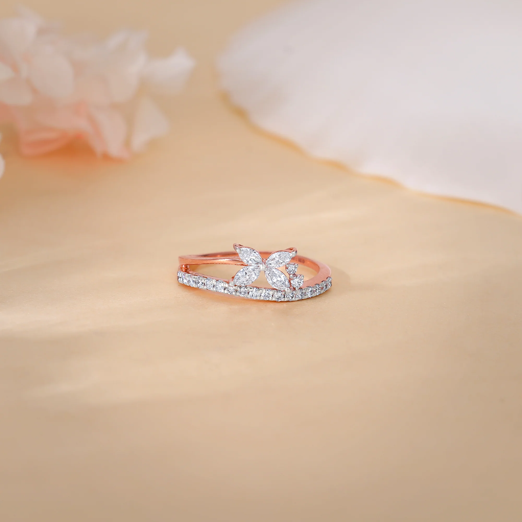 Rose Gold Flutter Lab Grown Diamond Ring - Image 2