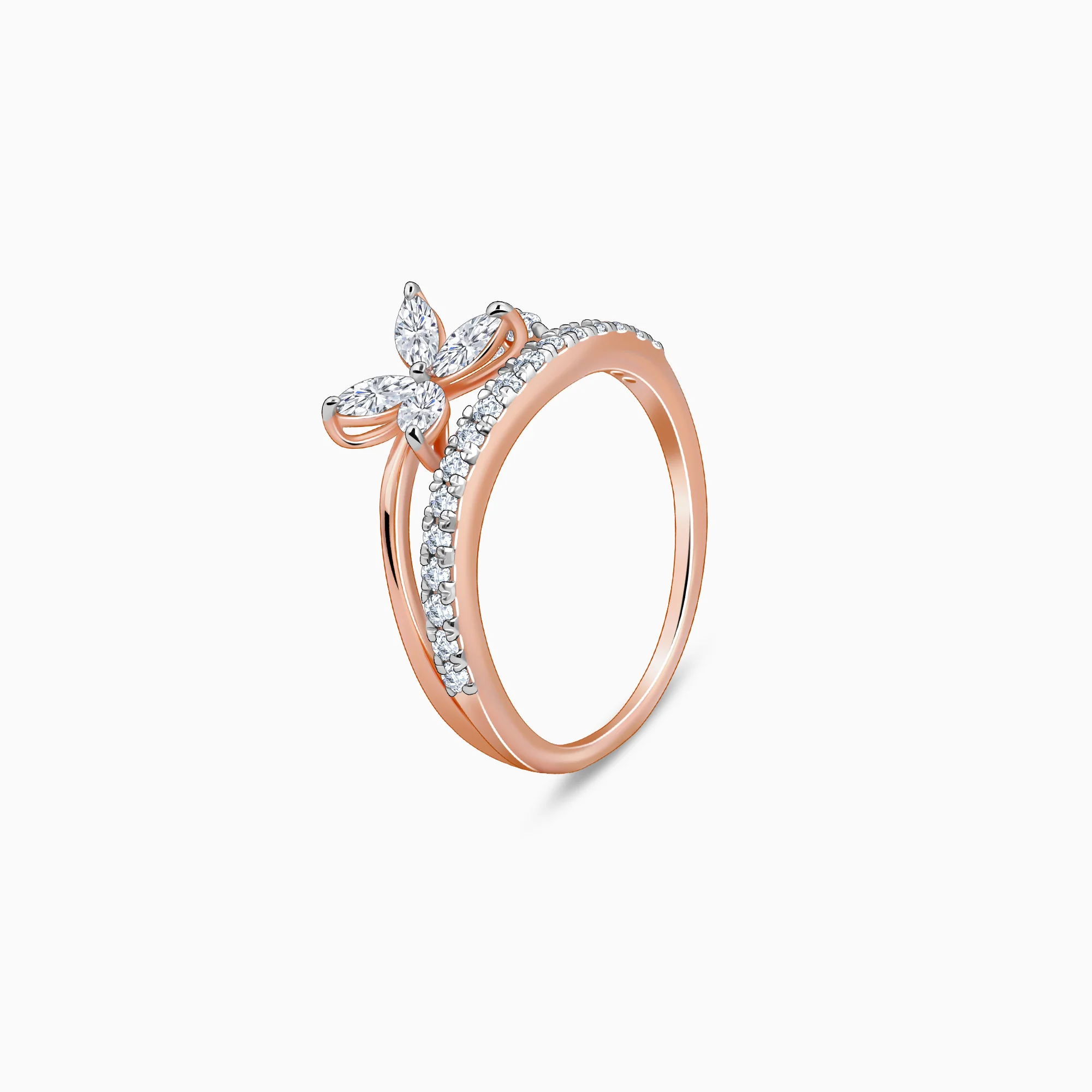 Rose Gold Flutter Lab Grown Diamond Ring - Image 4