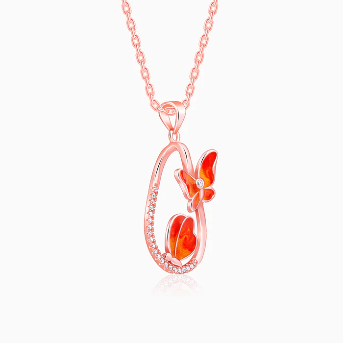 Rose Gold Flutterdrop Pendant With Link Chain - Image 4