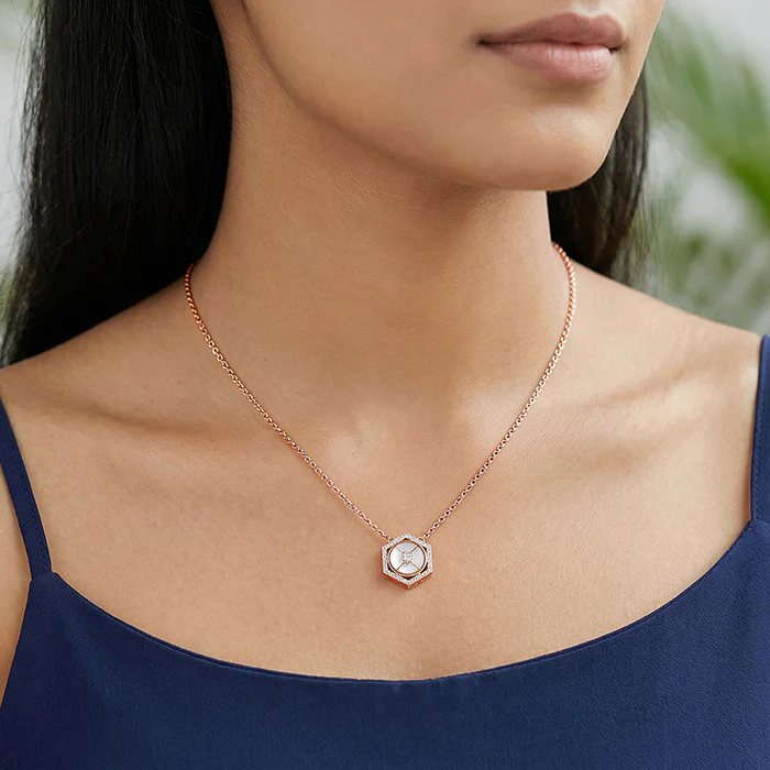 Rose Gold Geo Charm Necklace - Image 3