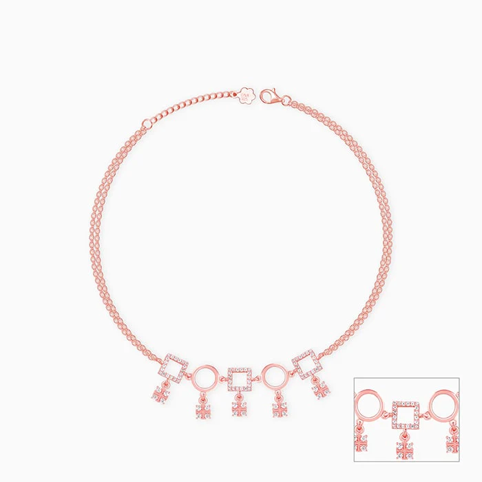 Rose Gold Geometric Anklet - Image 3