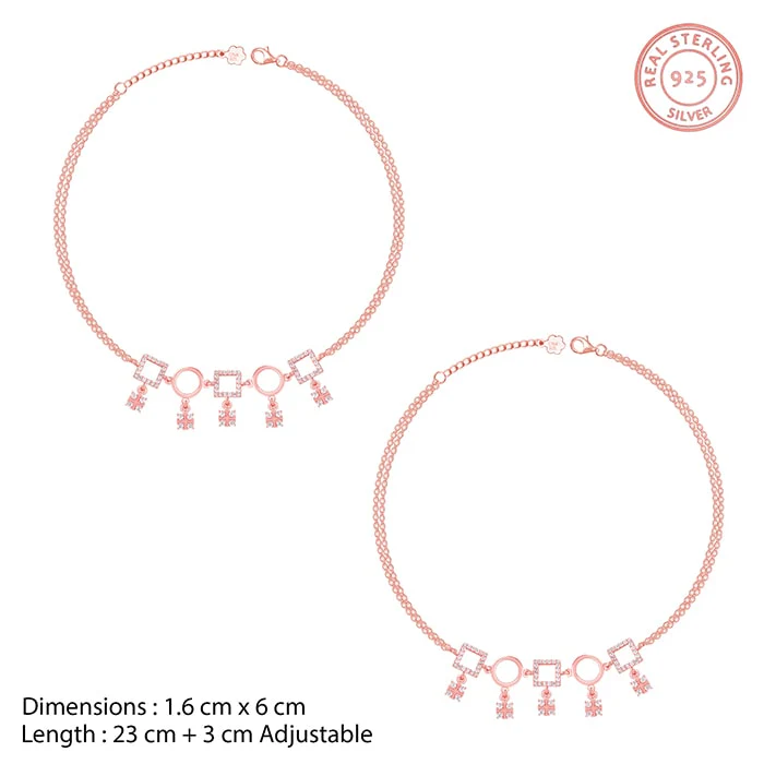 Rose Gold Geometric Anklet - Image 4