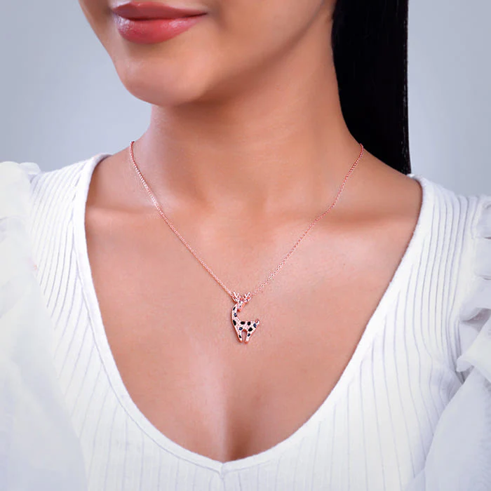 Rose Gold Giraffe Pendant With Link Chain - Image 3